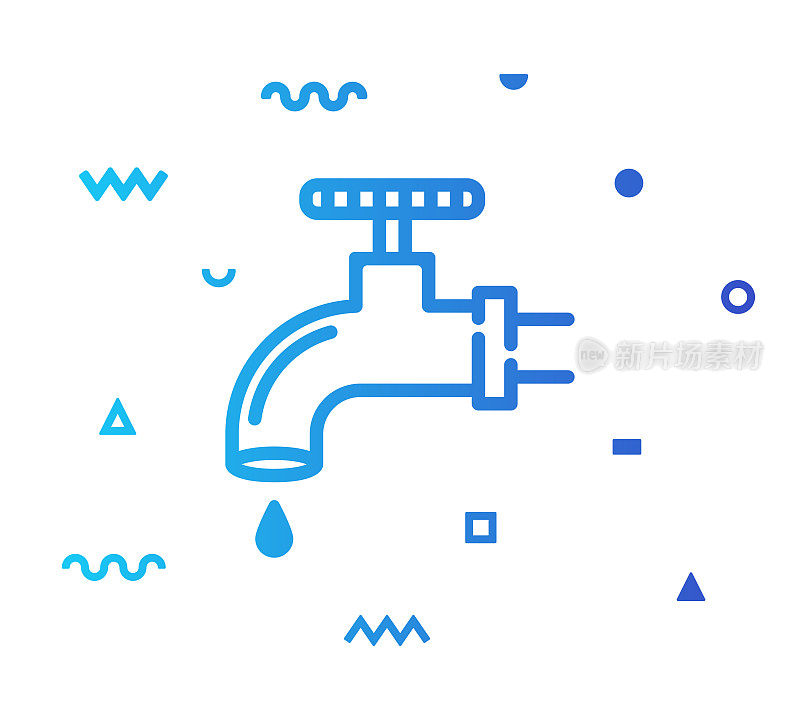 Water Supply Line Style Icon Design